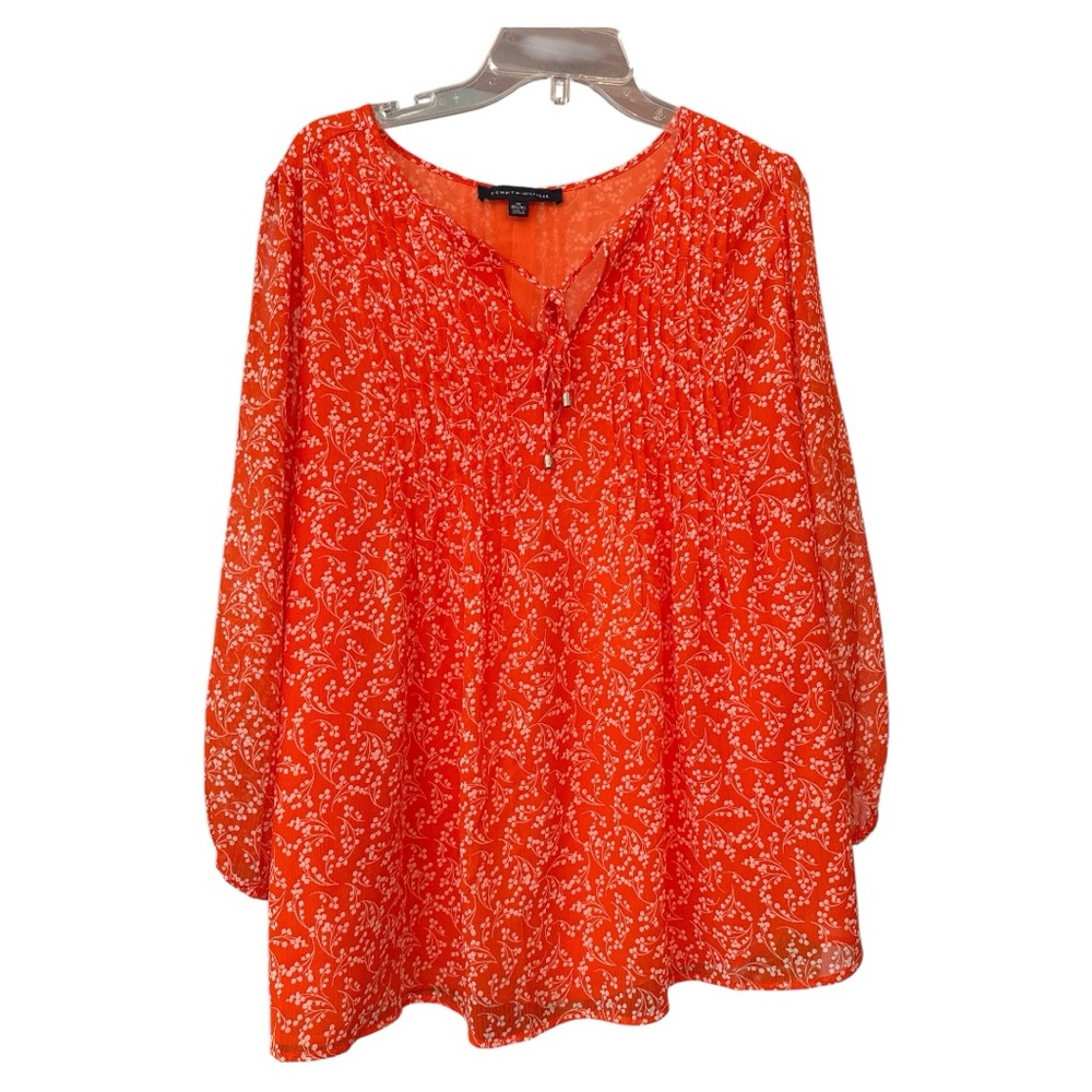 Tommy Hilfiger orange bohemian shirt size 0X EUC C0001